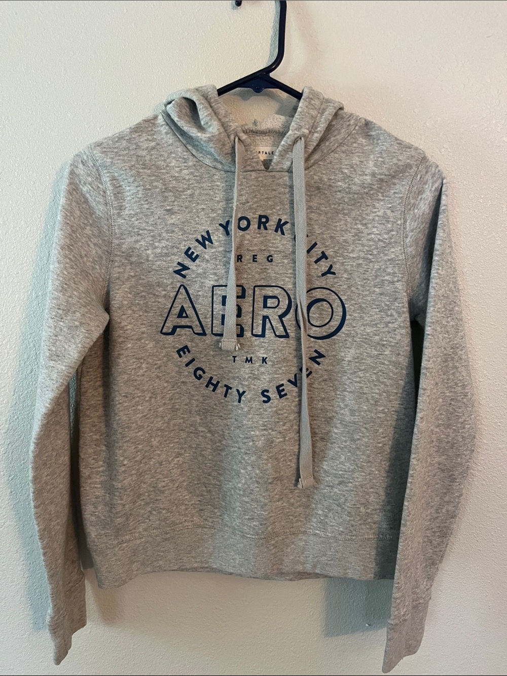 Aeropostale Light Gray Hoodie with Navy 'AERO' Graphic